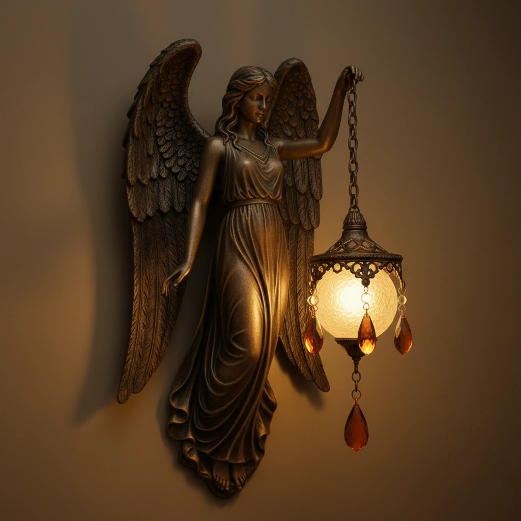 Lampa sculpturală divină – Artă și lumină pe perete