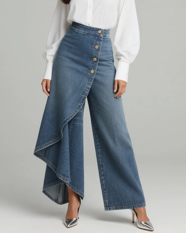 Audrey | Pantaloni din Denim cu Fermoar