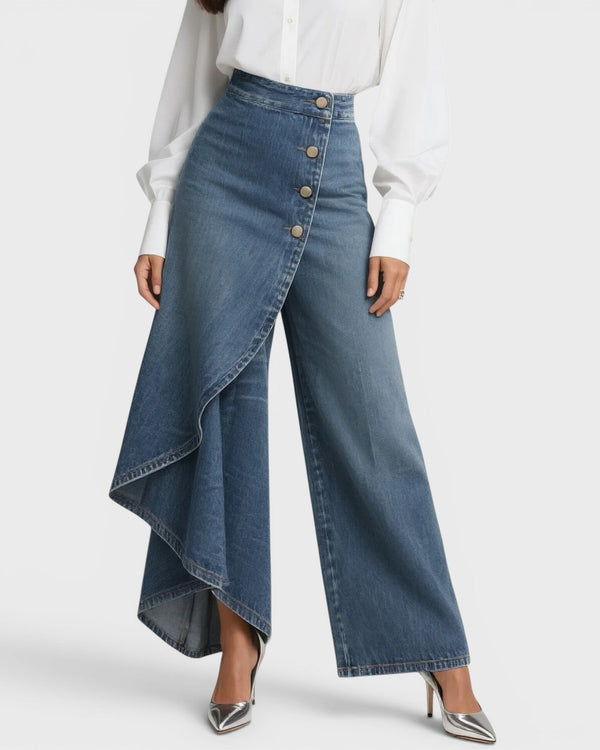 Audrey | Pantaloni din Denim cu Fermoar