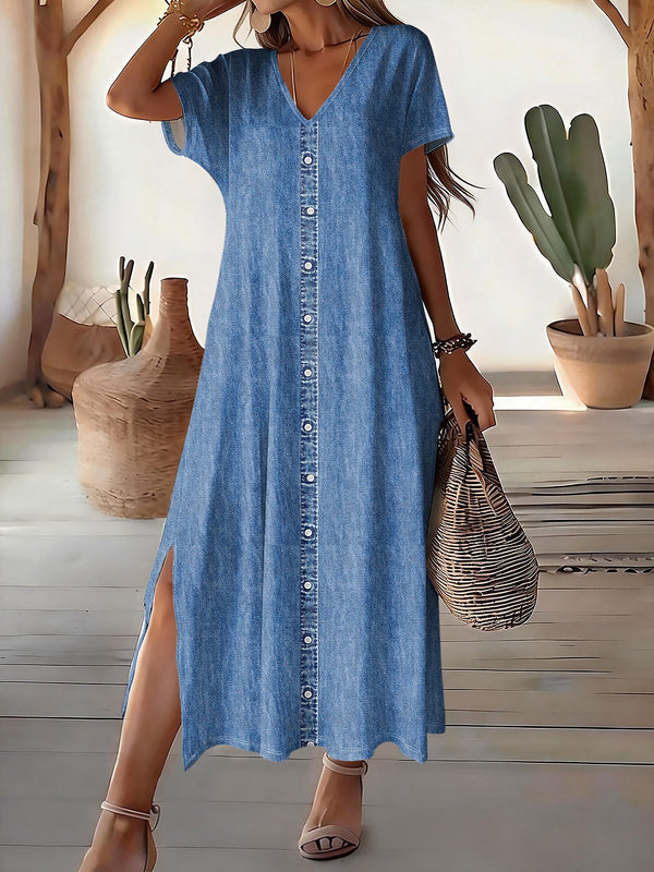 Helen | Rochie Denim Retro Elegantă