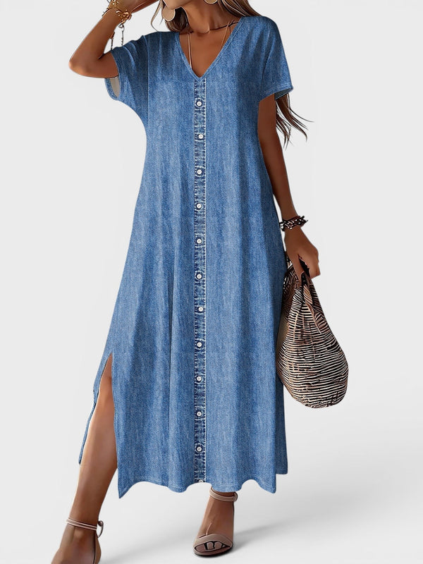 Helen | Rochie Denim Retro Elegantă