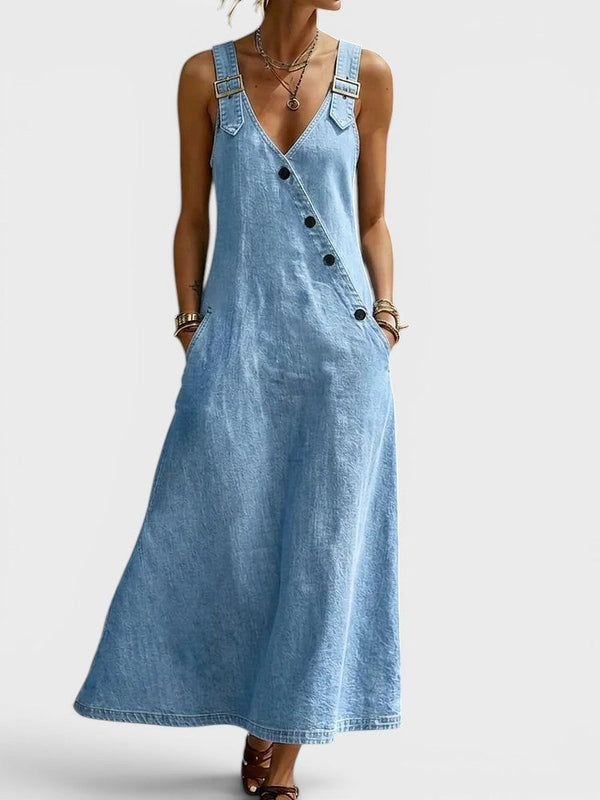 Vera | Rochie lungă din denim cu nasturi