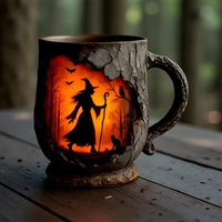 Cana 3D de Halloween Artisan – Design cu Vrăjitoare și Pisică
