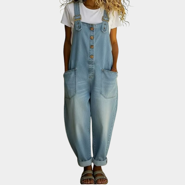 Mae | Salopetă din denim vintage moale cu bretele ajustabile