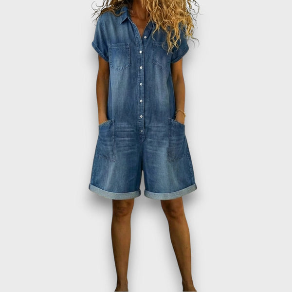 Joan | Salopetă vintage scurtă din bumbac denim