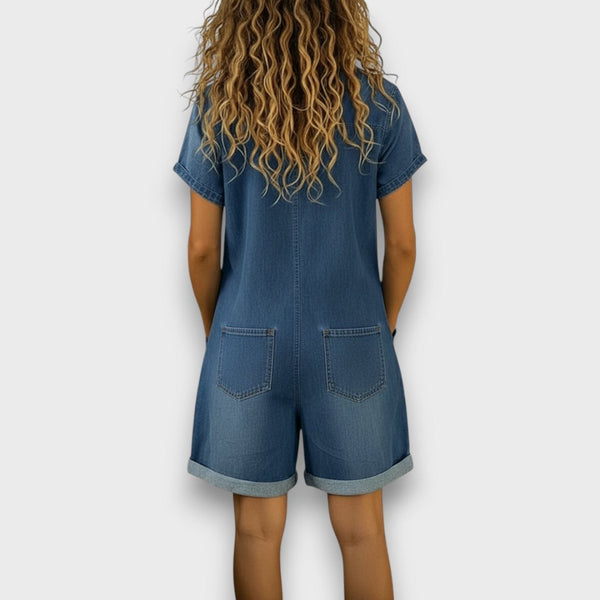 Joan | Salopetă vintage scurtă din bumbac denim